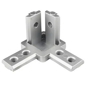 3-Way Right Angle Connector for 40x40 Aluminum Profiles with Threaded Holes