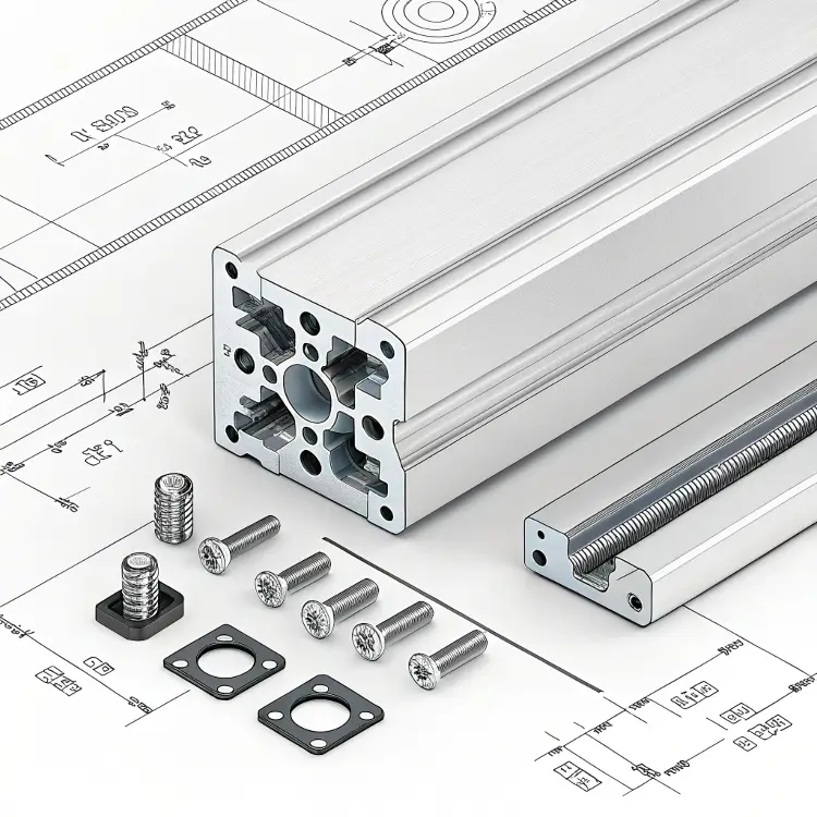 4040 extrusion with bolts and assembly parts