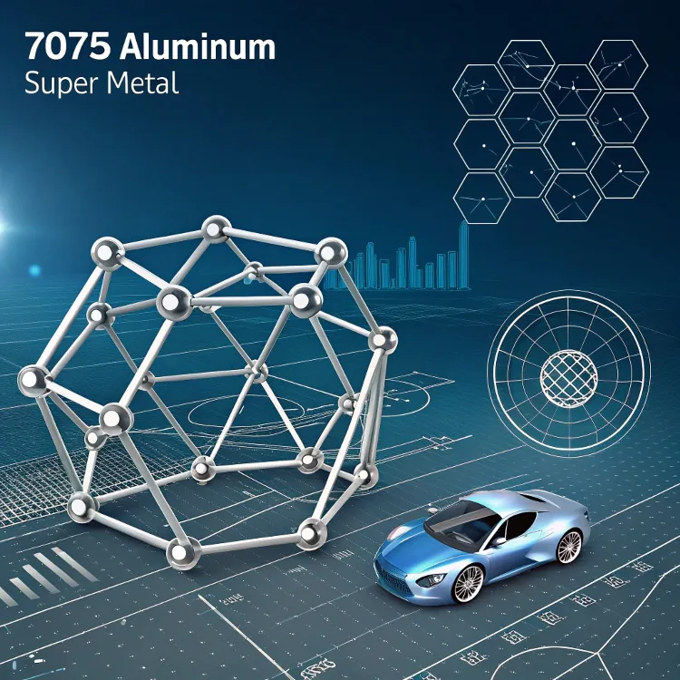 7075 aluminum molecular structure and car concept