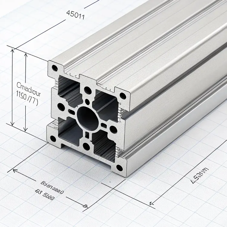 Aluminum profile extrusion with detailed dimensions