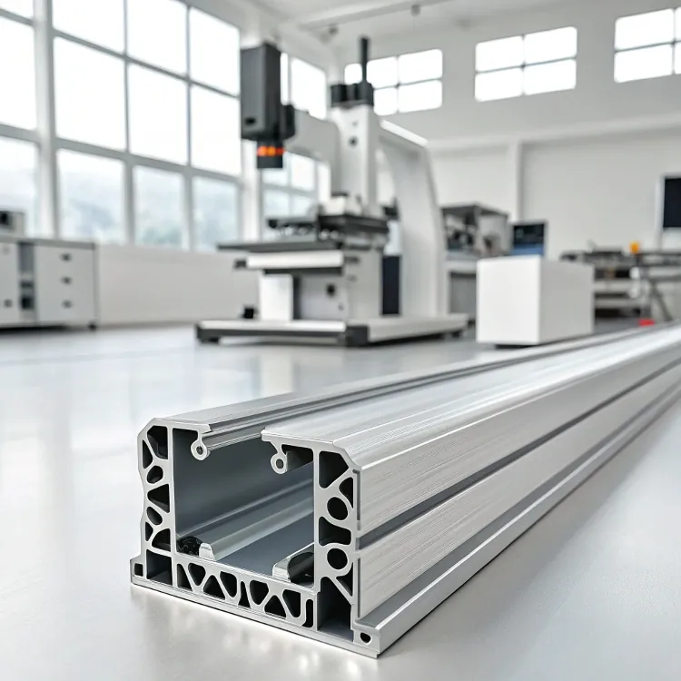 Perfil de aluminio en laboratorio, utilizado para bastidores de maquinaria