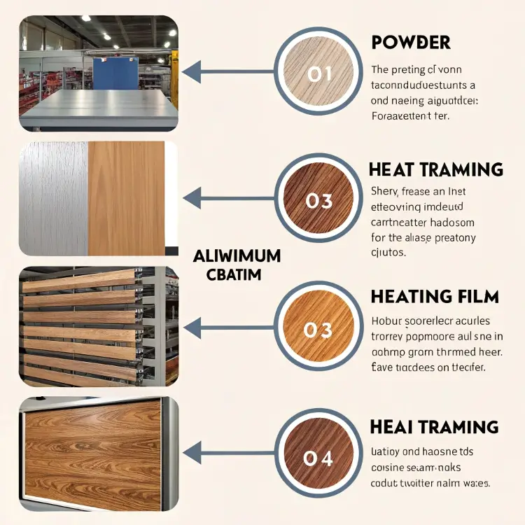 Comparison of aluminum wood finish with natural timber