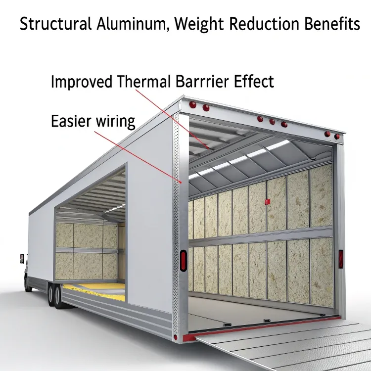 Aluminum trailer frame with thermal barrier and wiring