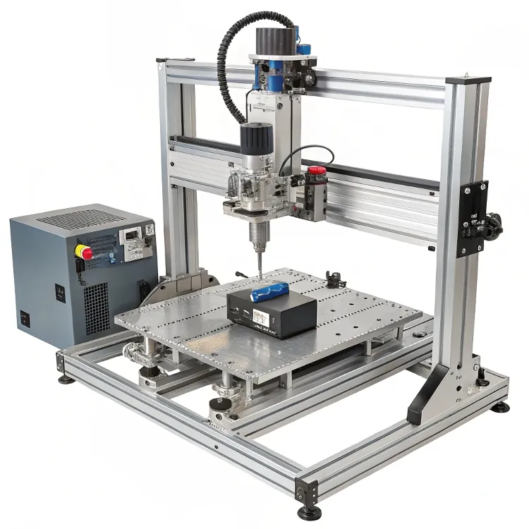CNC router machine with aluminum frame and control unit
