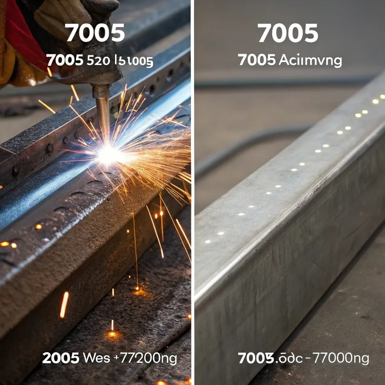Close-up of aluminum alloy welding and machining process