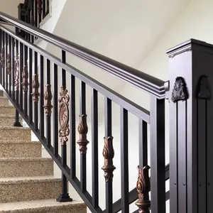 Decorative Aluminum Handrail with Cast Elements for Indoors