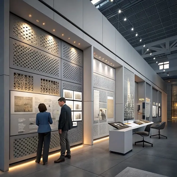 Interior design glass wall exhibit