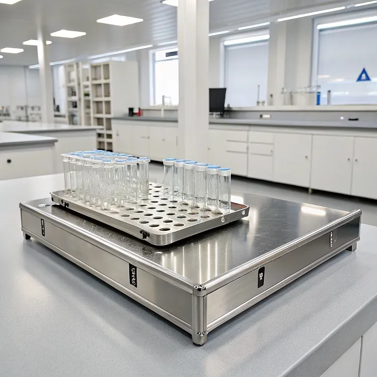 Laboratory equipment with clean glass test tubes