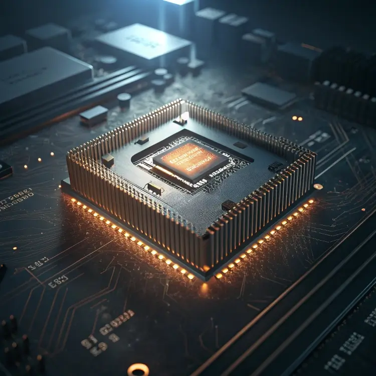 Moderner CPU-Chip mit beleuchteter Hauptplatine