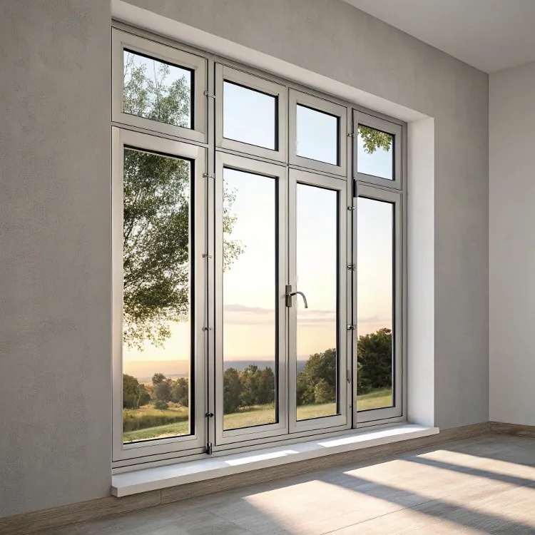 Modern aluminum window with scenic view