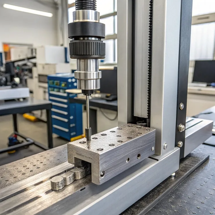 Precision drilling machine testing metal hardness in lab
