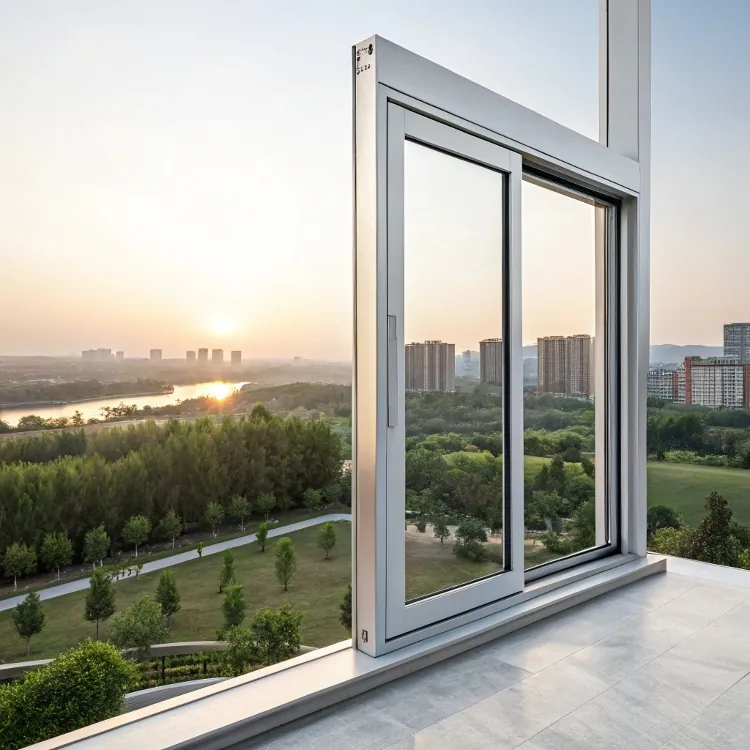 Sliding aluminum window city landscape