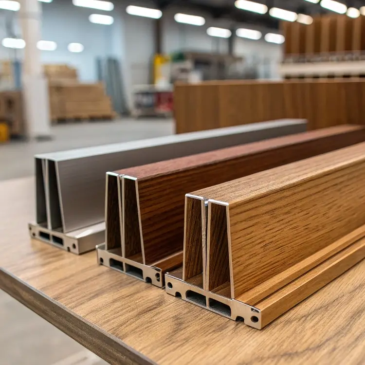 Wood grain aluminum profiles for furniture and construction