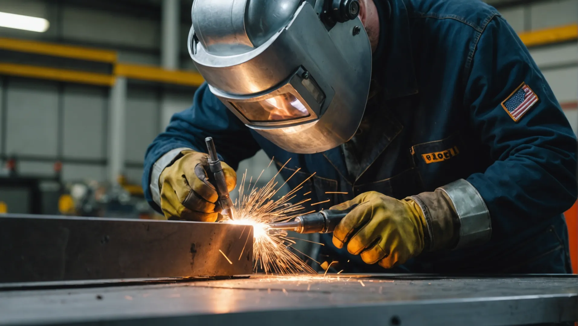 Nærbillede af svejsning af aluminiumsprofiler med tilsatsmateriale