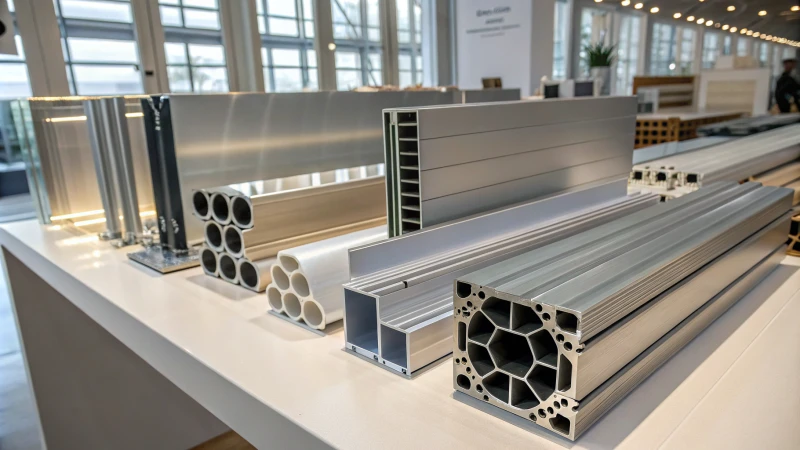 Various aluminum extrusions in different shapes and sizes