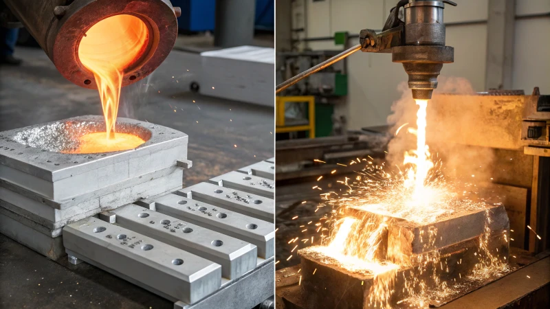 Split-screen image of aluminum manufacturing processes
