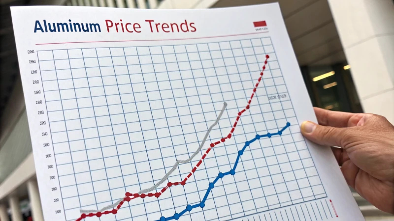 A graph comparing domestic and international aluminum prices over time.