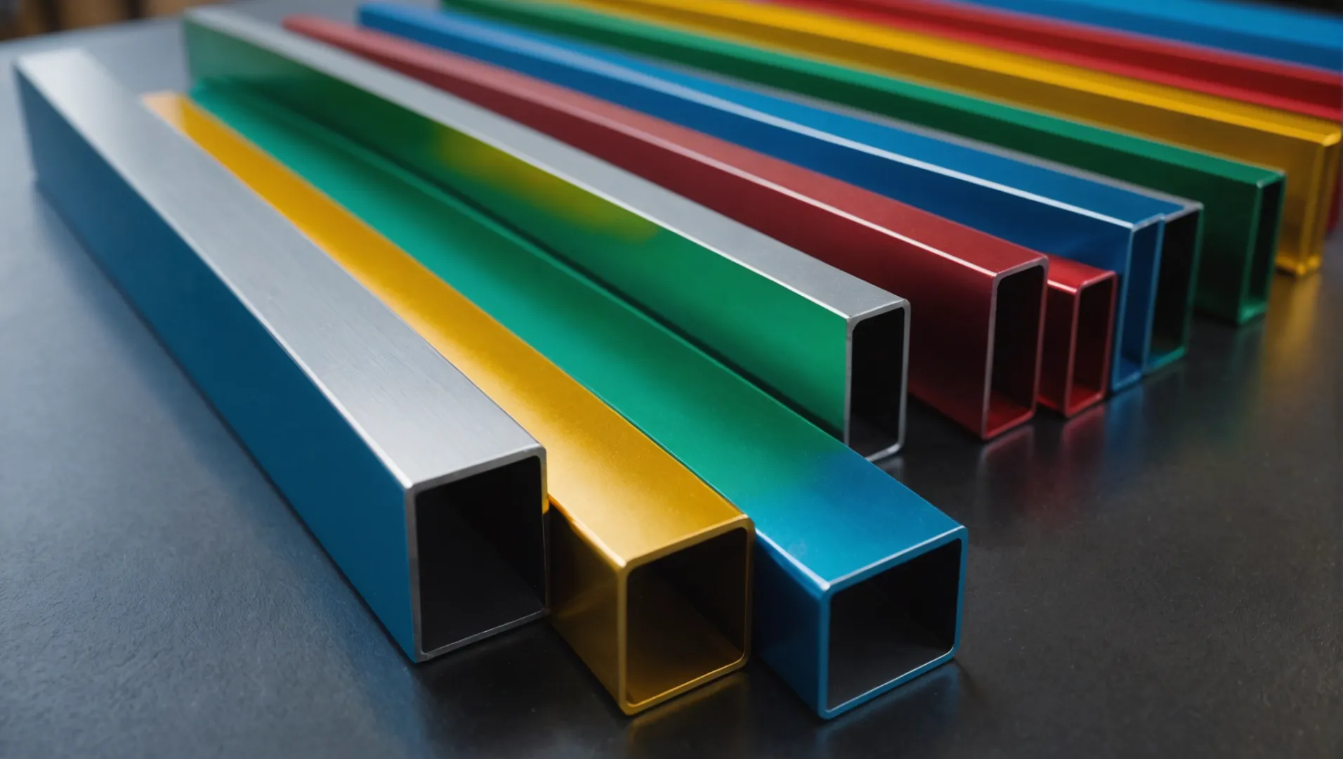 Bunte eloxierte Aluminiumprofile mit verschiedenen Oberflächenbehandlungen