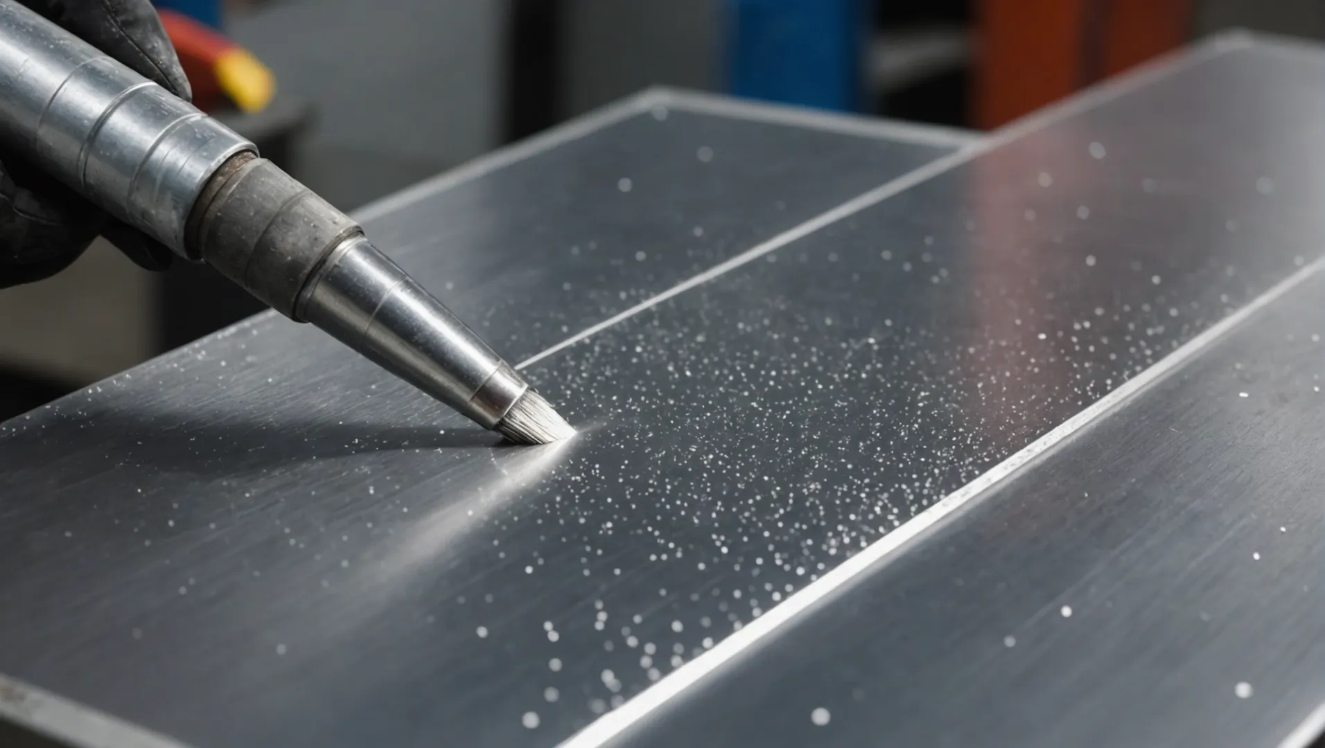Nærbillede af rengjort og forberedt aluminiumsoverflade klar til svejsning