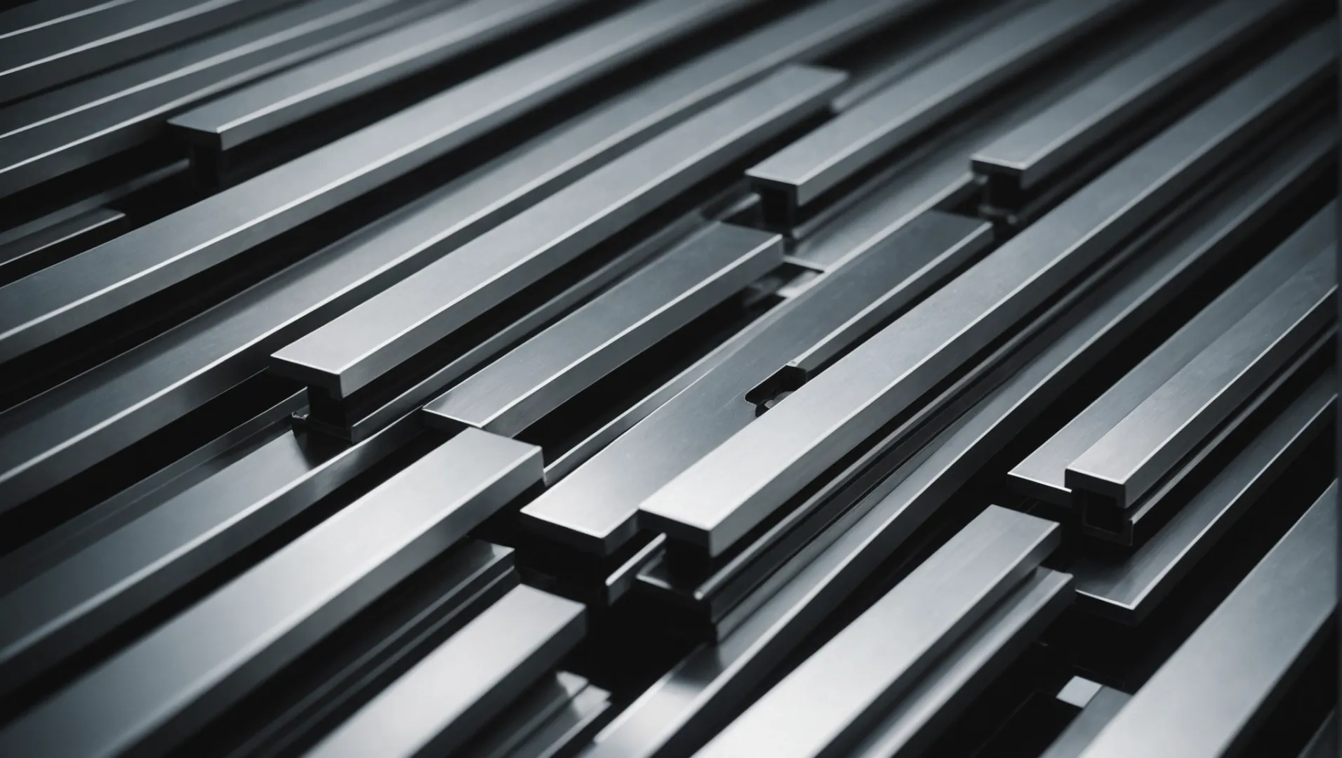 산업 환경에서 사용되는 다양한 양극산화 알루미늄 프로파일.