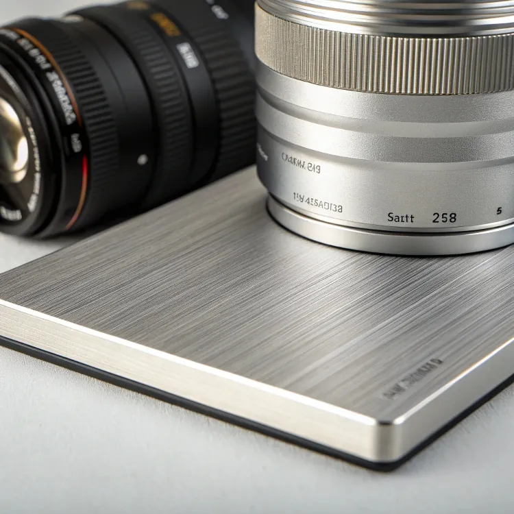 geanodiseerde cameralens op geborsteld aluminium oppervlak