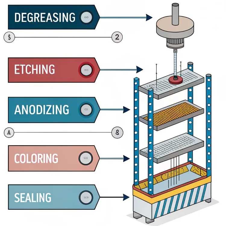 anodiseerprocesstappen inclusief etsen en sealen