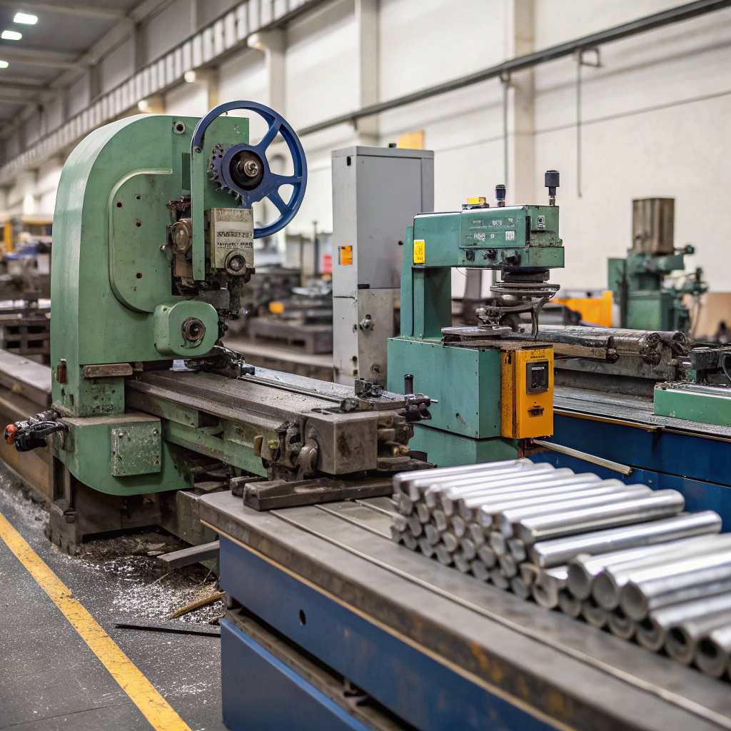 Image of an automated extruder machine used in manufacturing