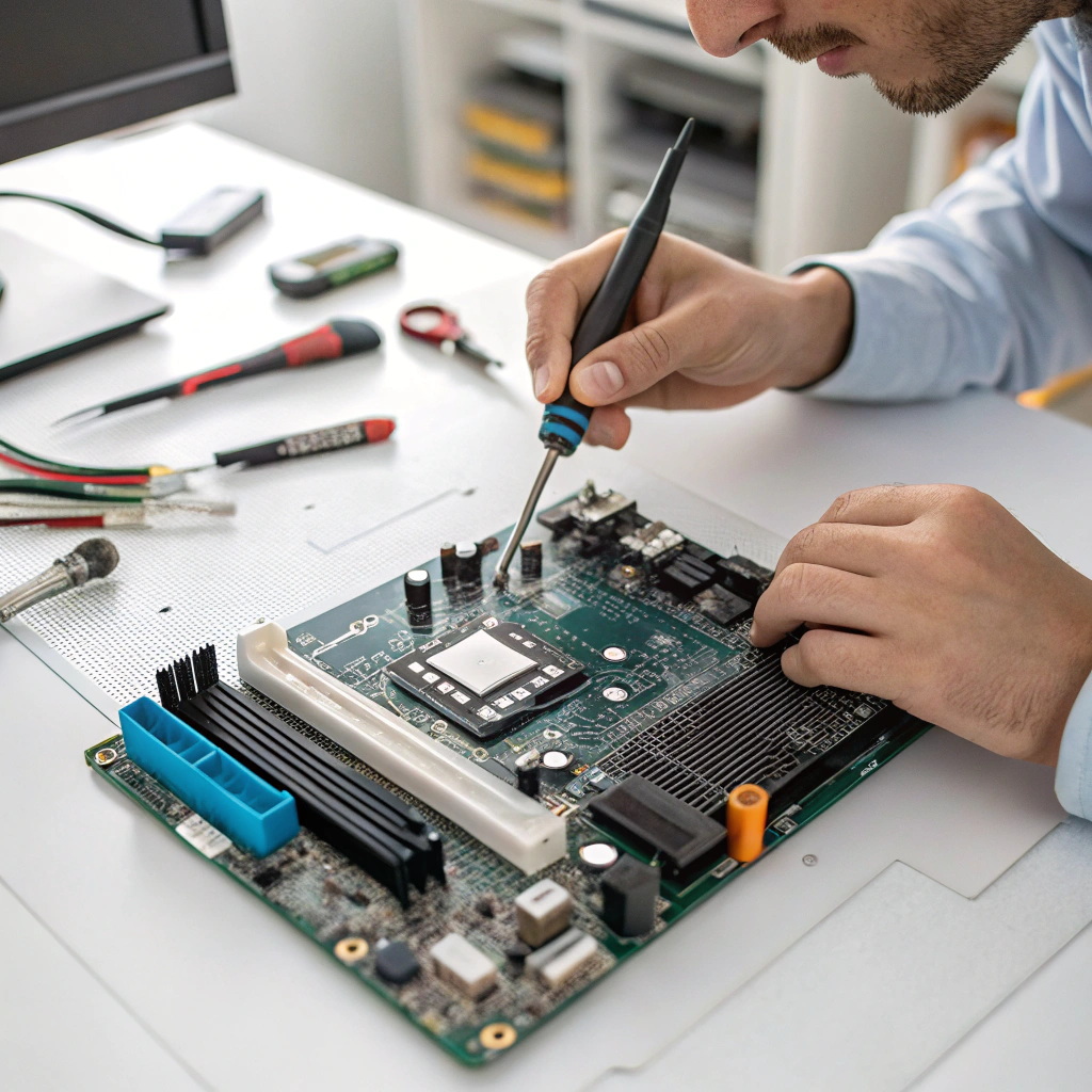 blue leather camera backpack