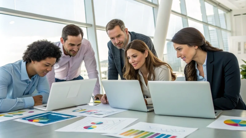 A diverse group of business professionals in a conference room