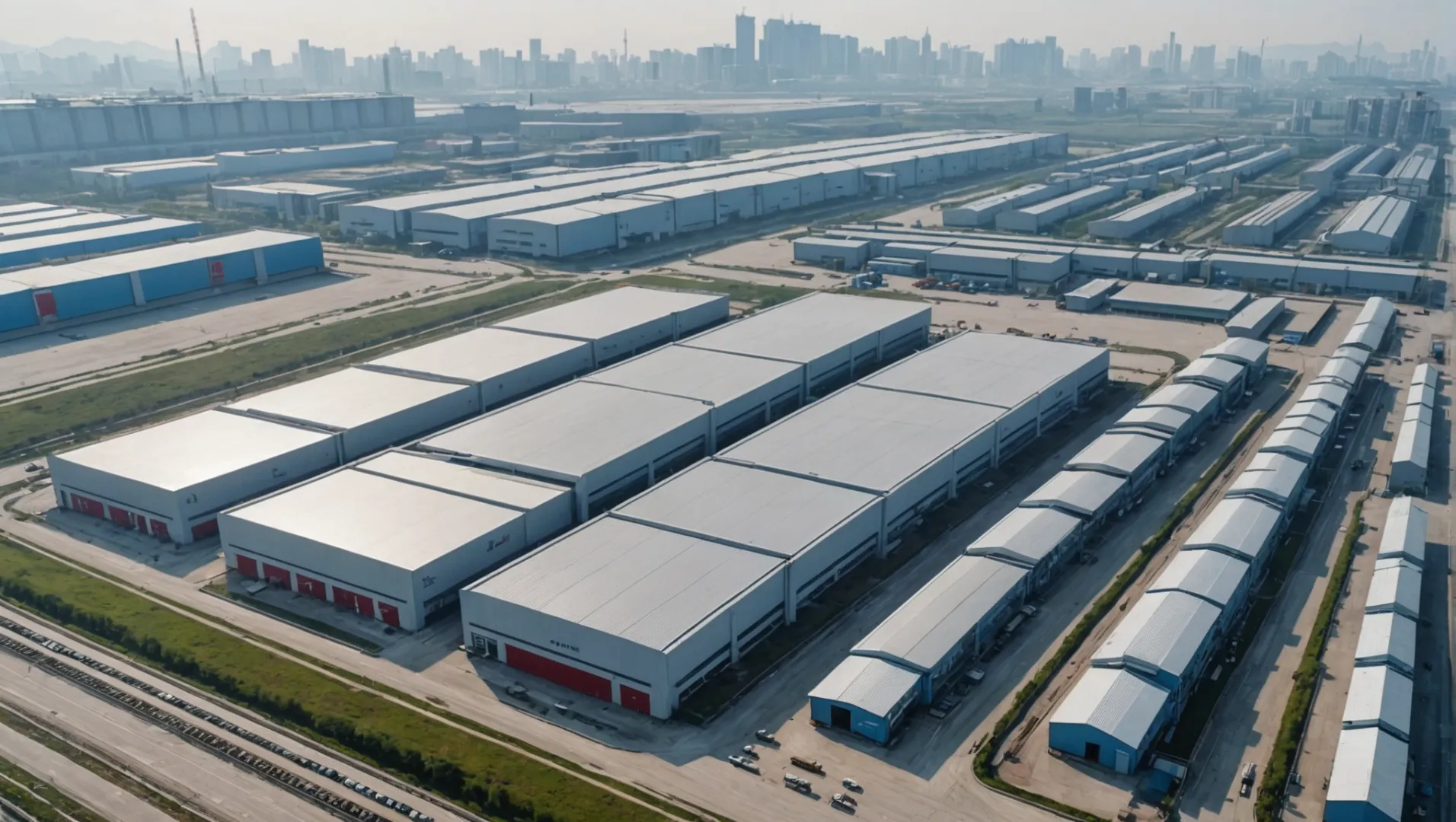 Vue aérienne d'une usine moderne de fabrication d'aluminium en Chine