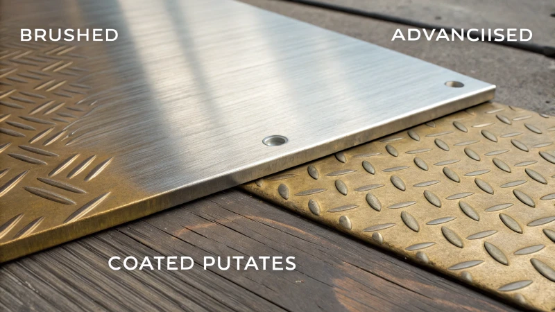 Primer plano de varias superficies metálicas con diferentes texturas