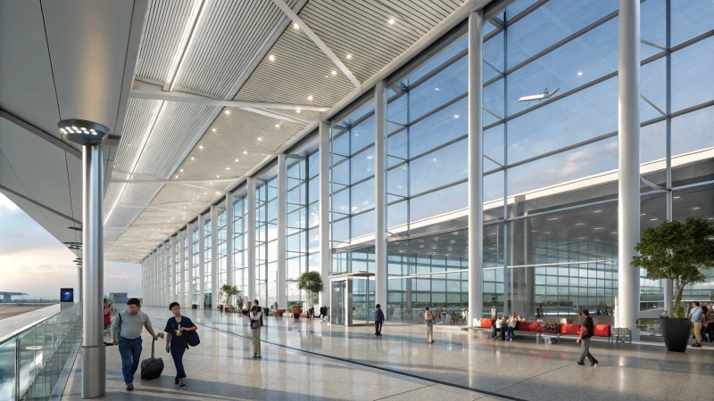 Modern airport terminal with aluminum design