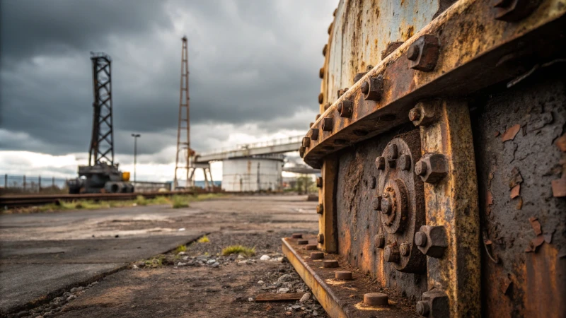 Close-up of a corroded metal structure