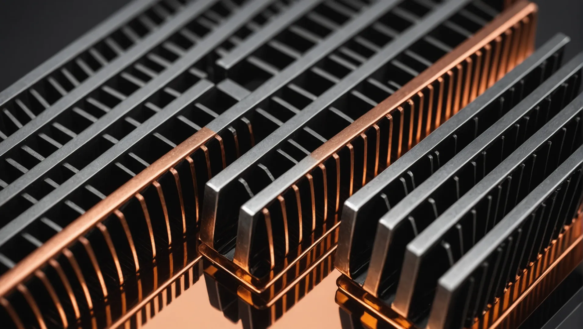 Алуминиеви и медни радиатори върху отразяваща повърхност