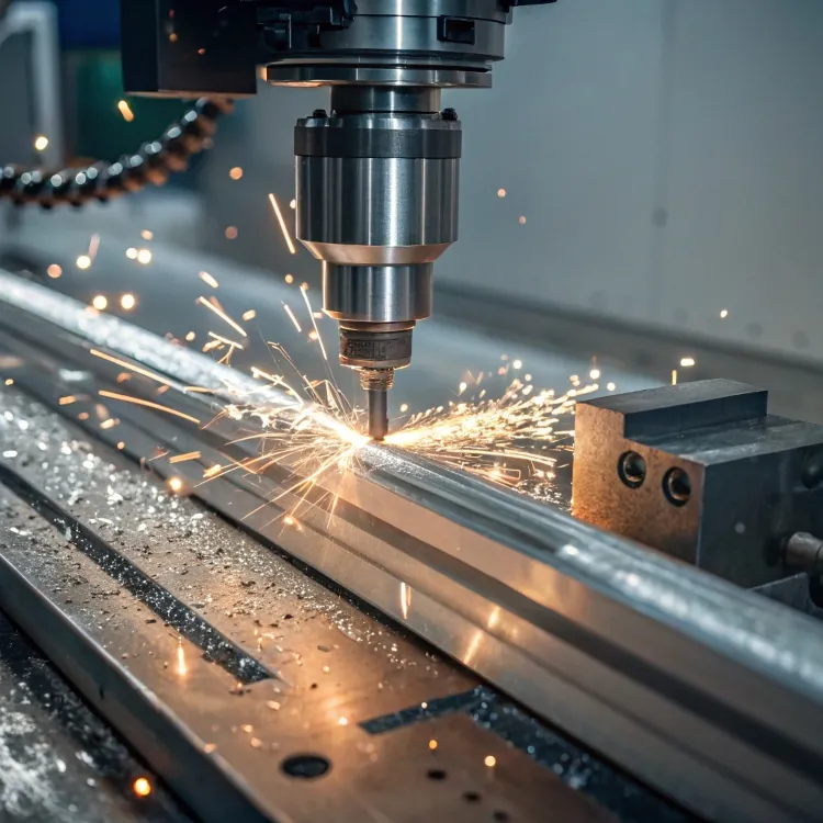 CNC машина за рязане на метал с хвърчащи искри