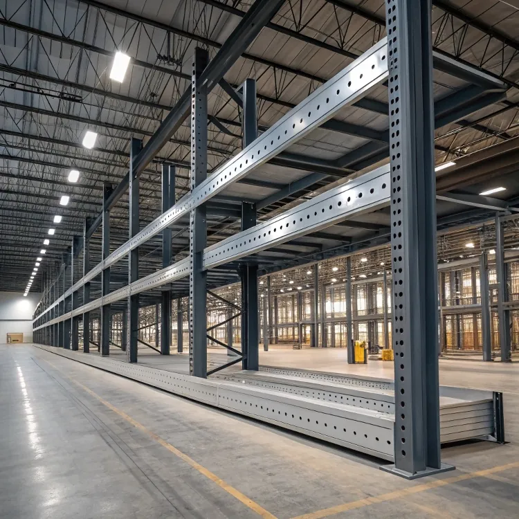 industrial aluminum storage rack in warehouse