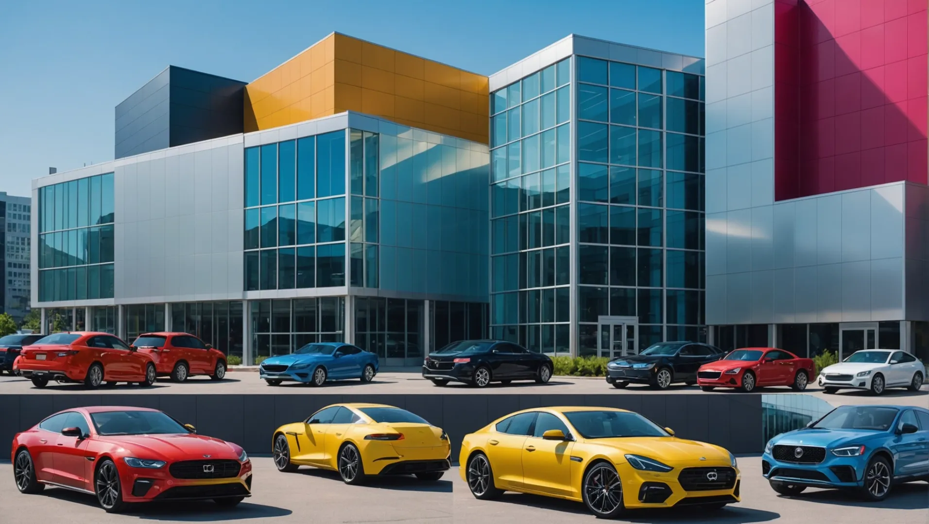 Eine Collage, die verschiedene Branchen zeigt, in denen farbig eloxiertes Aluminium verwendet wird, darunter Architektur, Automobilindustrie, Unterhaltungselektronik und Innenarchitektur.