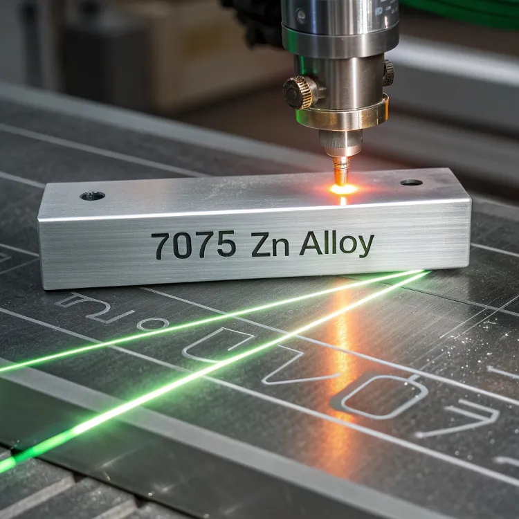 laser engraving on 7075 Zn aluminum alloy block