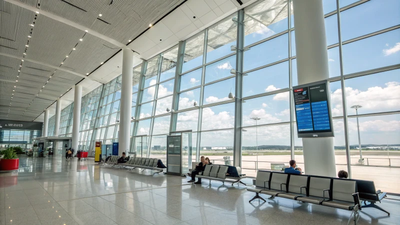 Modern airport interior with natural light