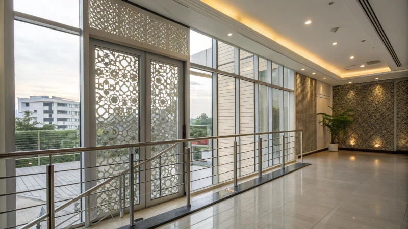 Modern architectural space with aluminum features