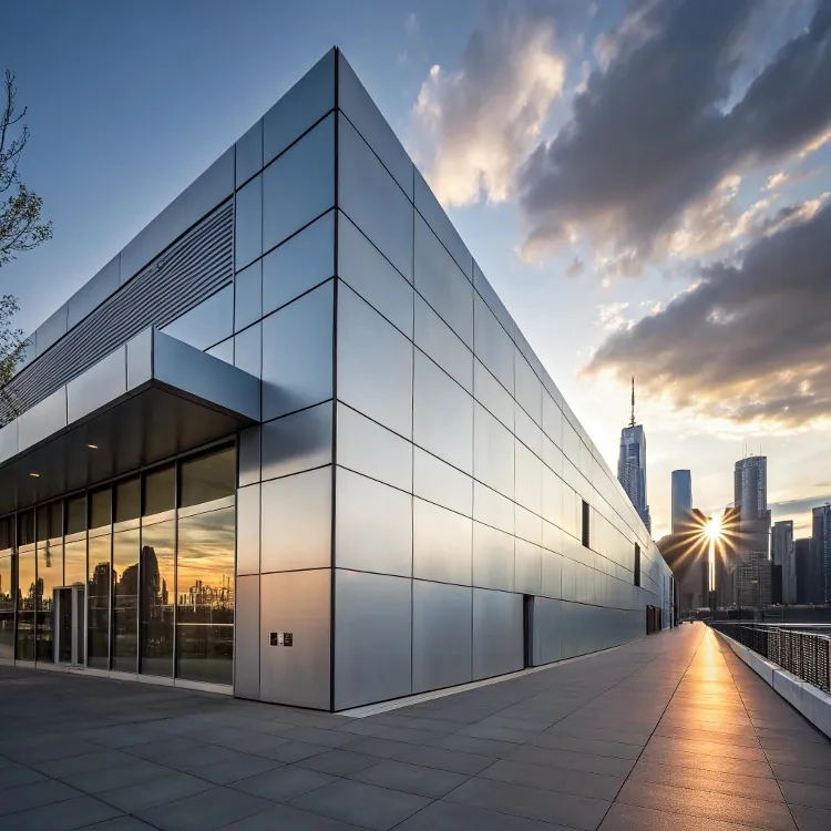 moderne gebouwgevel met geanodiseerde aluminium panelen