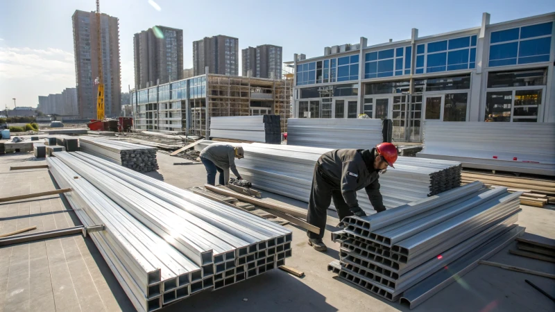 Obra moderna con perfiles de aluminio