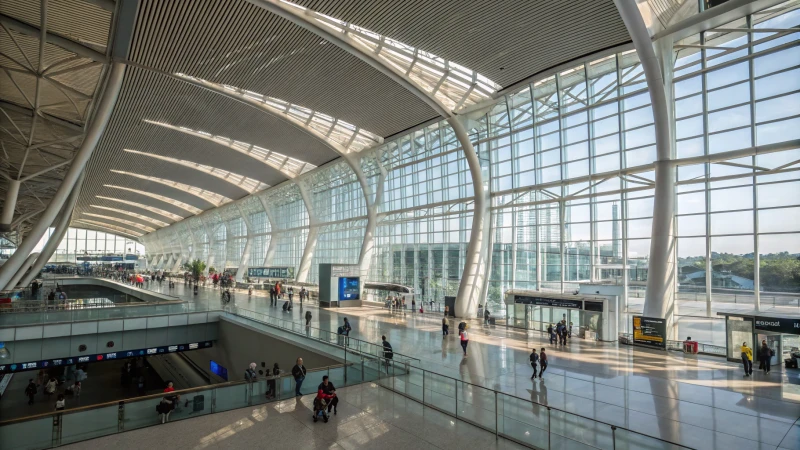 Modern stationsinterieur voor hogesnelheidstreinen