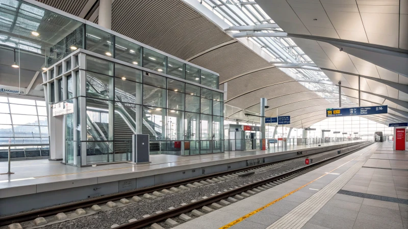 Modern treinstation met aluminium profielen