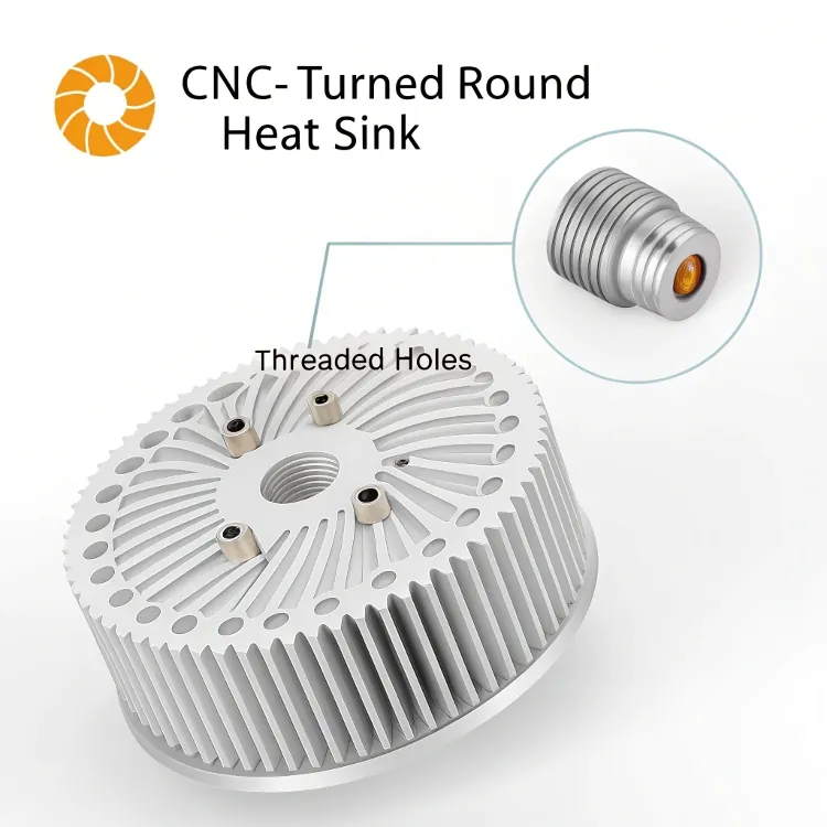 Round aluminum CNC heat sink