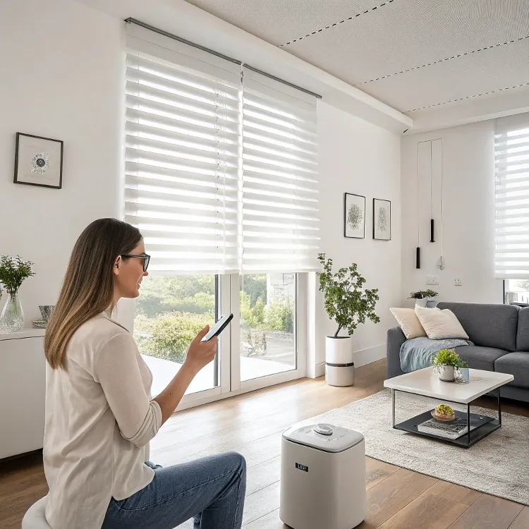Persianas inteligentes controladas por smartphone en el salón