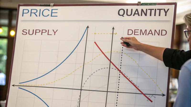 A detailed illustration of a supply and demand graph