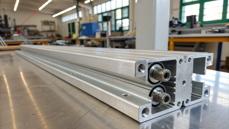 Close-up of V-Slot aluminum extrusion and V-wheels in a workshop