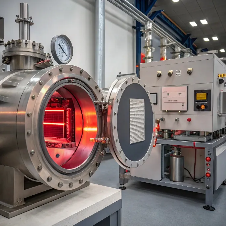 la cámara del horno de vacío se ilumina en rojo